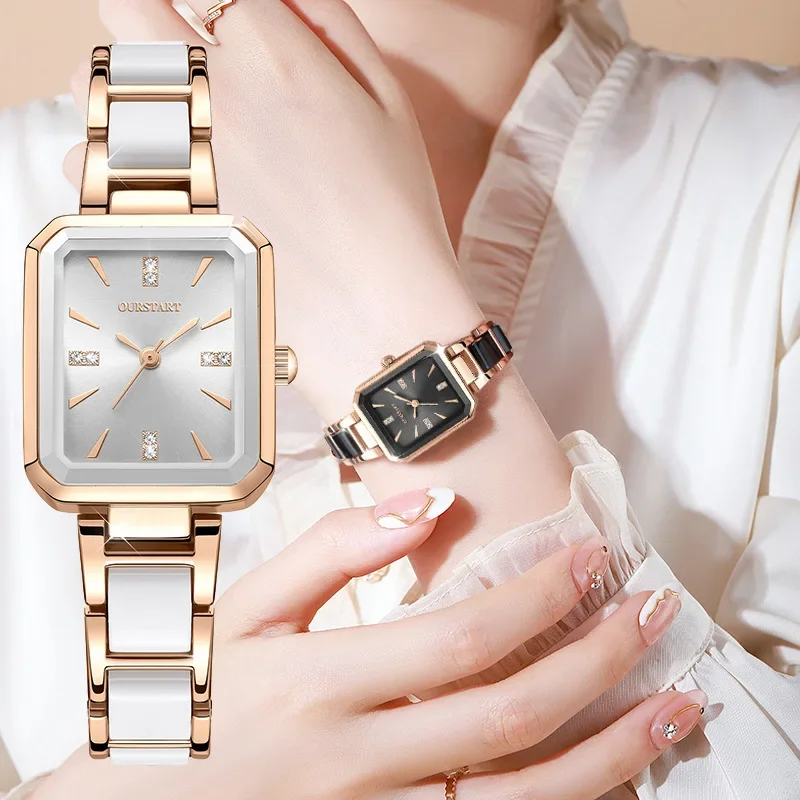 

Women's Watch New Square Style Alloy Diamond Set Fashion Waterproof Watch Elegant Women's Gold Watch