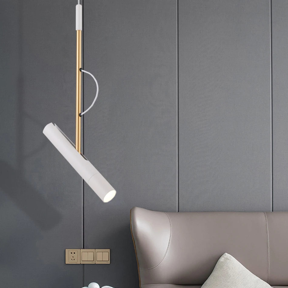 

Nordic Modern LED Hanging Lamp Master Bedroom Black Led Lamps Art Deco 7W Spot Lights Parlor Direction Adjustable Pendant Light