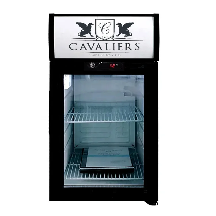 25L Mini Caviar Display Fridge, Sliding Glass Door Desktop Refrigerator, Frost-Free Compressor, Energy Grade 1, LED, Stainless