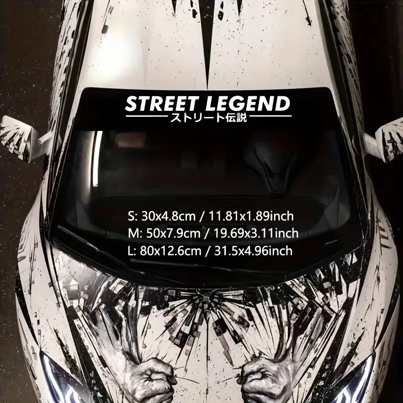 STREET LEGEND Japanese Car Windshield Sticker Reflective Car Window Body Decoration Vinyl Decal