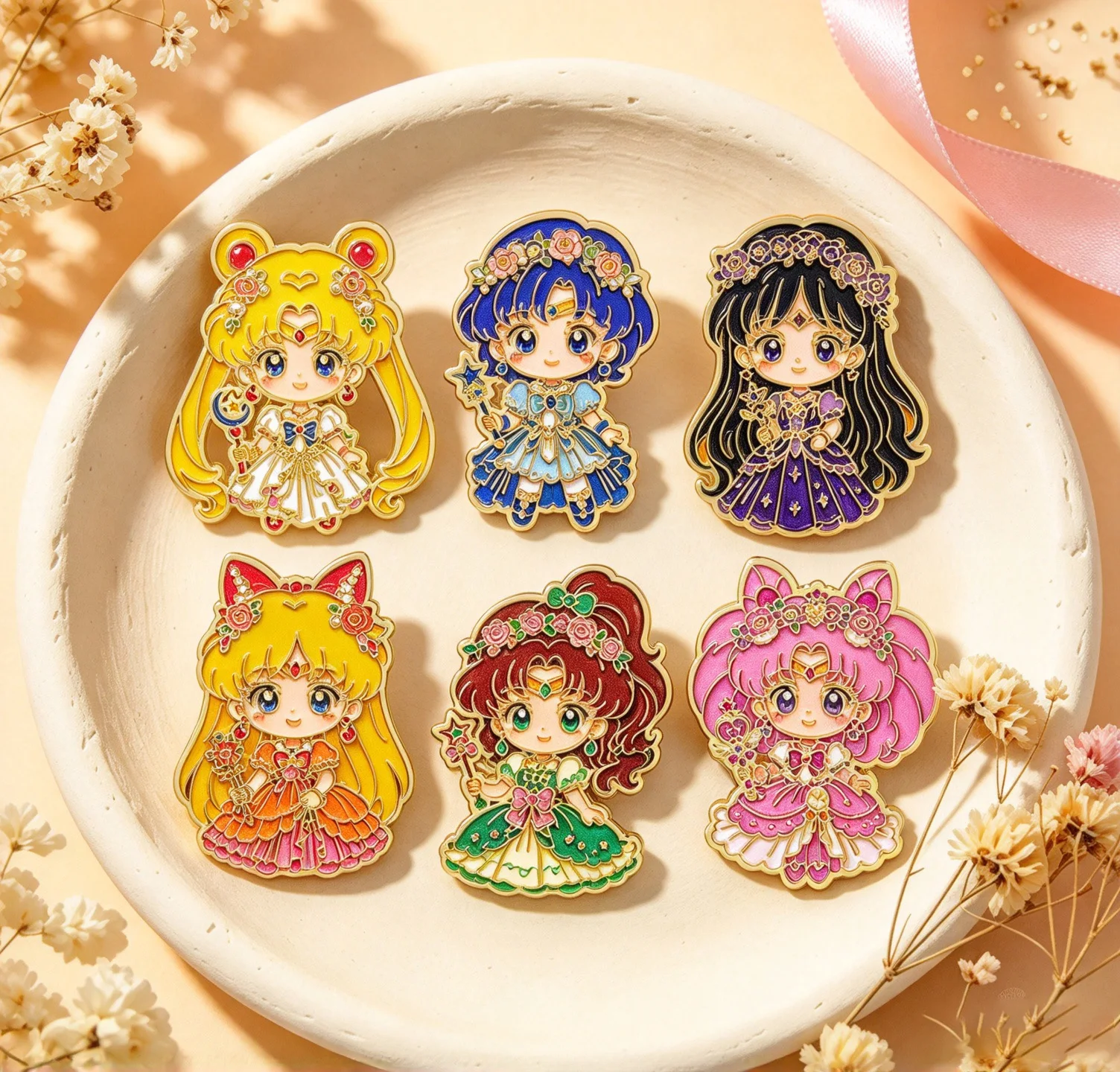 Cute Kawaii Chibi Anime Arts Magic Figures Enamel Pins Lapel Brooches for Backpack Hats Clothes Accessories Gifts Women Men Fans