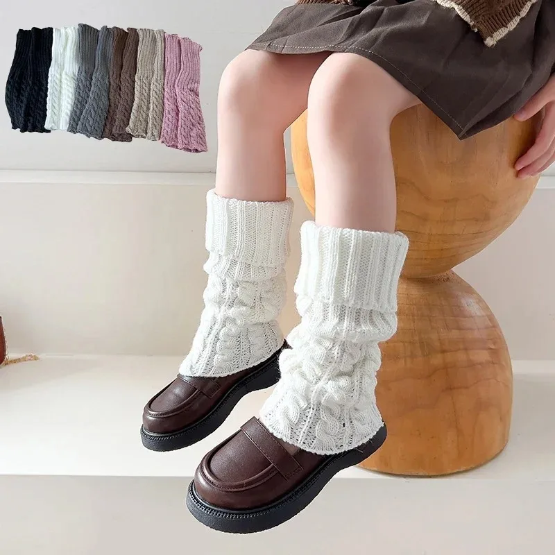 

Autumn Winter Children Leg Warmers Lolitas Twist Knitted Socks Baby Girls Warm Foot Cover Cute Sweet Guards Socks Long Stockings