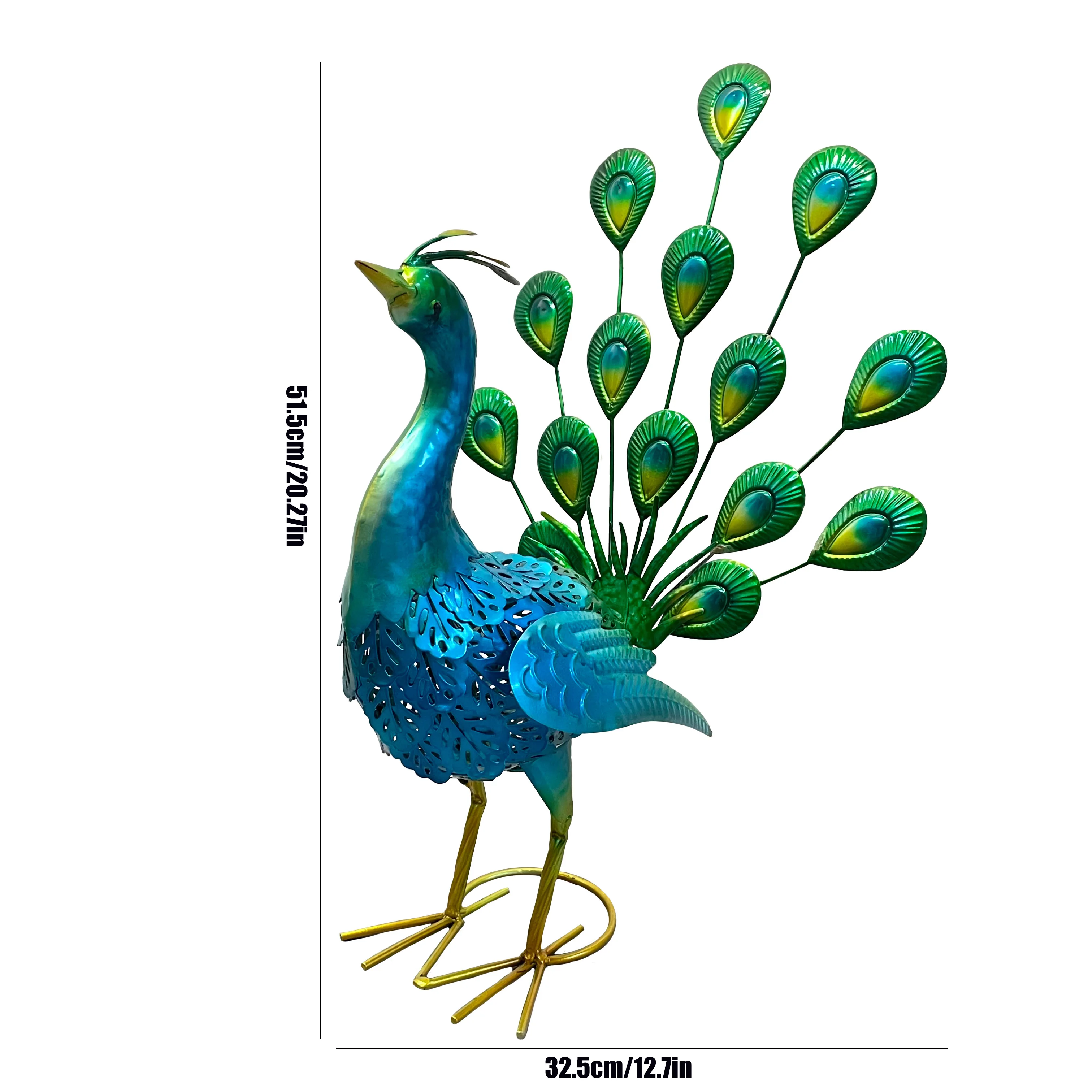 Garden Peacock Statue Outdoor, Metal Big Bird Art Garden Sculpture Courtyard Lawn Yard Ornament Outdoor Ornament