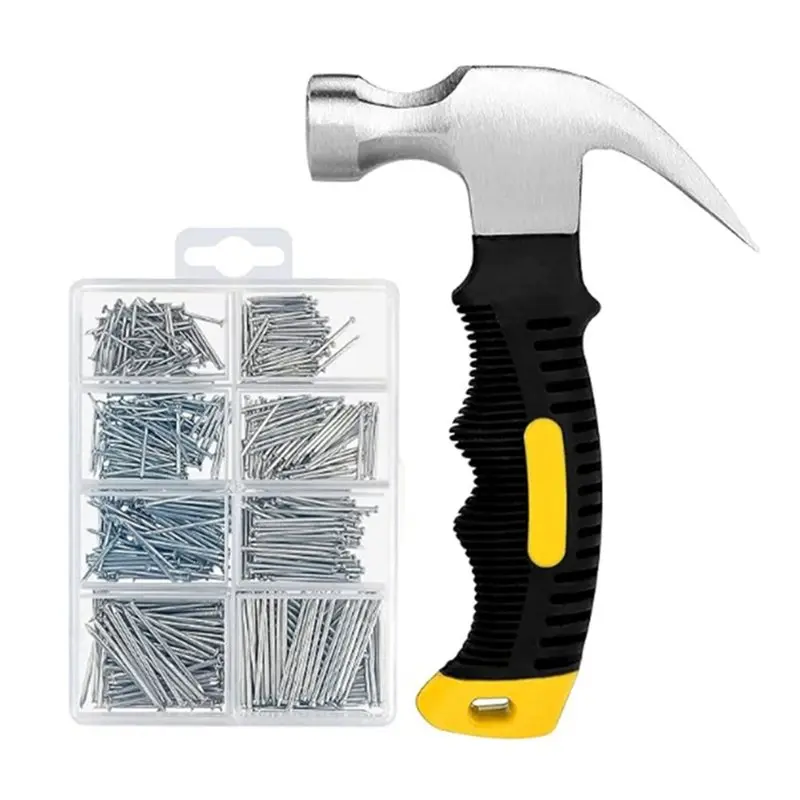 

【PARTY DAY】Small Hammer& 700Pcs Nail Assortment Kit, 8Oz Tool For Hanging Wall Art Decor, Picture Frame