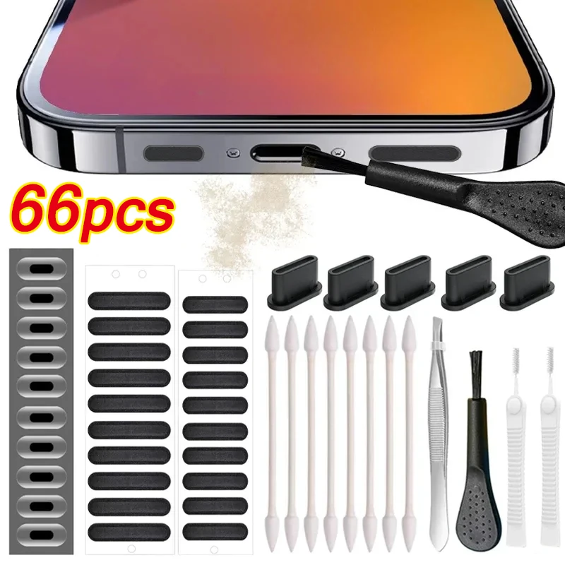 

Universal Mobile Phone Speaker Dust Mesh Sticker Type C Phone Port Protector Dust Plug Tweezers for iPhone Samsung Cleaning Kit