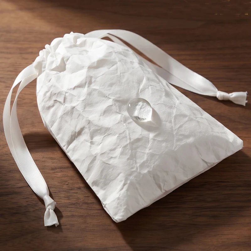 Bolsa de Almacenamiento de Papel Tyvek Impermeable y Ecológica, Saco de Joyería Transpirable con Cordón, Bolsas de Regalo Reutilizables para Cosméticos y Accesorios