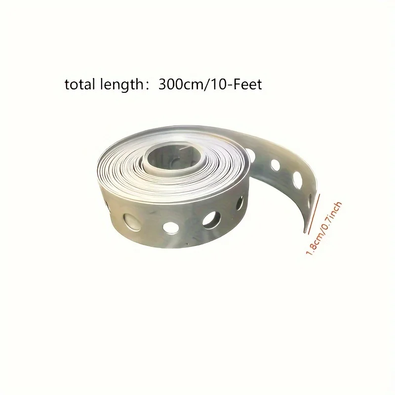 1 Roll of Galvanized Steel Tape, Pre-Punched Multi-Slot Metal Tape for Pipe Support and Sheet Metal Work