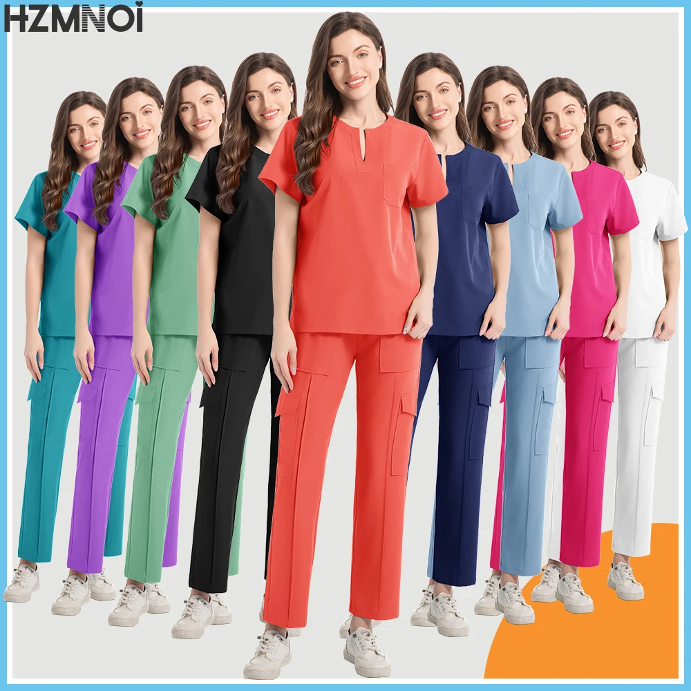 Uniforme médical unisexe pour femmes, accessoires d'infirmière, coupe cintrée, confortable, clinique, uniforme de travail pour salle d'opération, costume de jogging