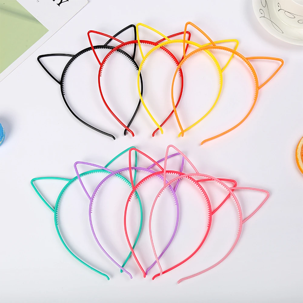 6 stücke Mädchen Einhorn Katze Ohren Stirnband Kunststoff Kitty Bögen Krone Stirnbänder Party Familie Dekoration Haar Zubehör – Detail 3