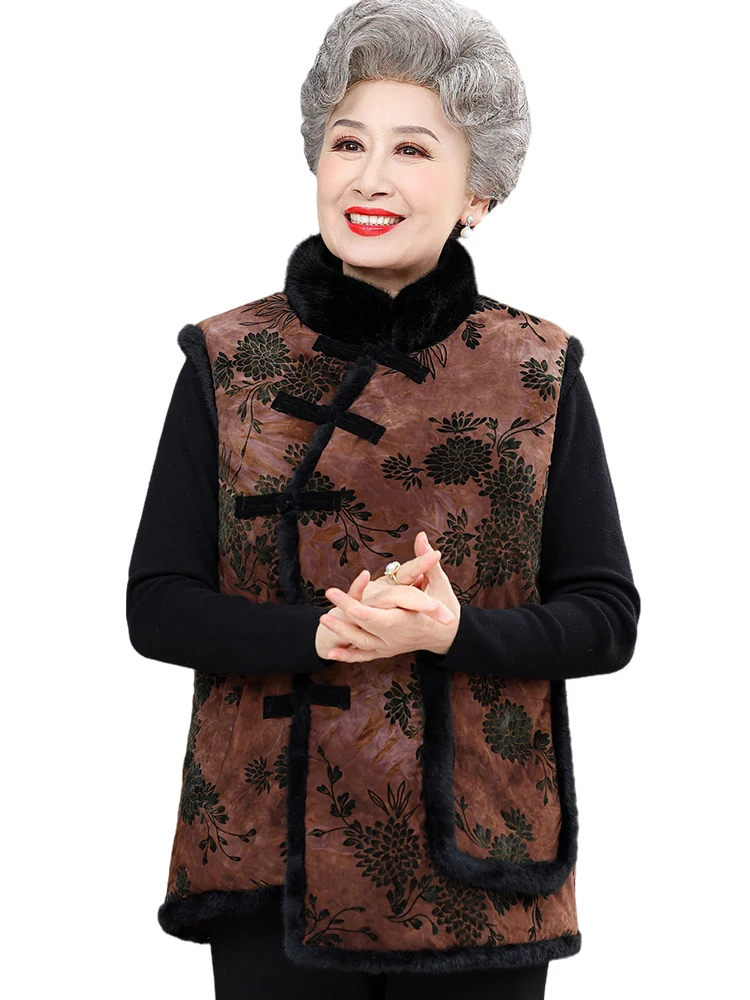 เสื้อกั๊กฤดูหนาวสำหรับผู้หญิงวัยกลางคนและผู้สูงอายุ แฟชั่นทันสมัย ทรงหลวม ความยาวปกติ