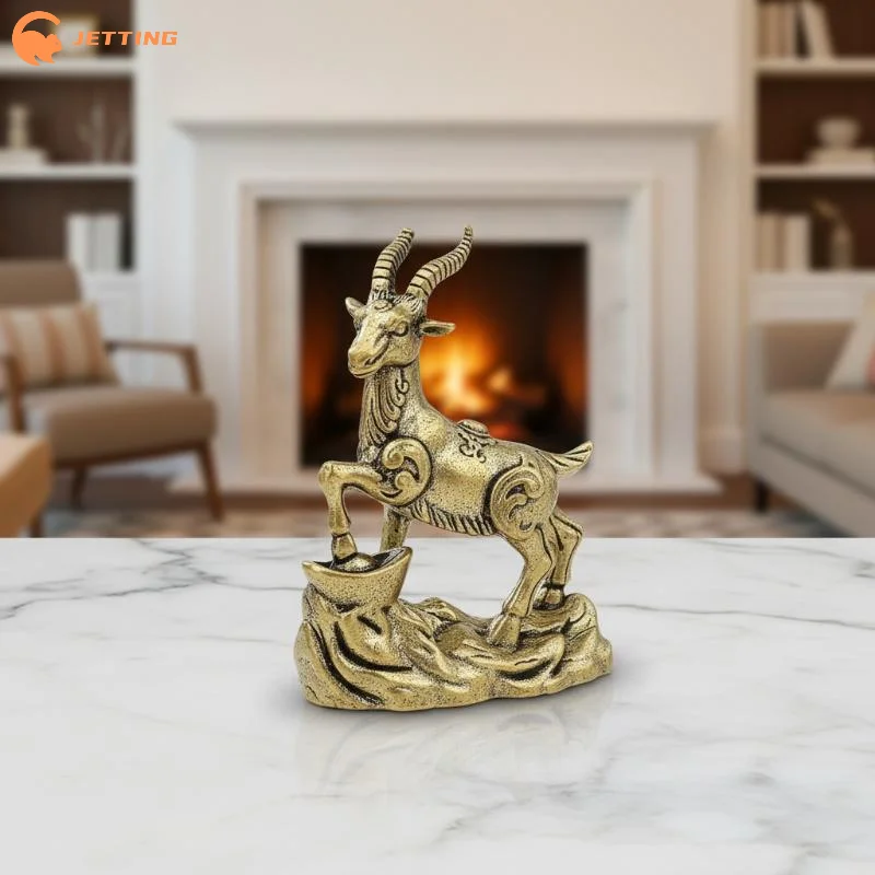 (New) 1Pcs Vintage Feng Shui Goat Statue With Coins Lucky Chinese Zodiac Sheep Figurine Desktop Home Decor Craft view 5
