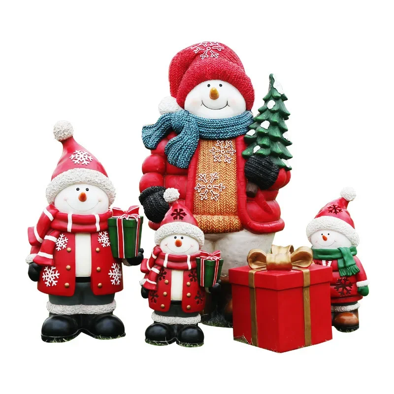 

Christmas decoration outdoor fiberglass Santa Claus sculpture large shopping mall hotel snowman
