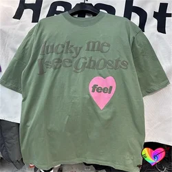 2024 Pink Heart Logo Lucky Me I See Ghosts Tee Men Women Green Kids See Ghosts T-shirt Kanye West Tops Hip Hop Ye Short Sleeve