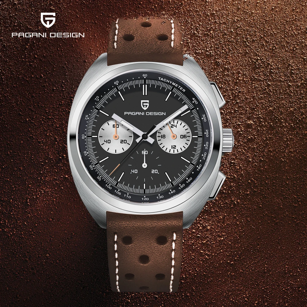 

PAGANI DESIGN 2025 Mens Watches Luxury Man Quartz Wristwatches Chronograph AR Sapphire Mirror Watch Men Leather Waterproof Clock