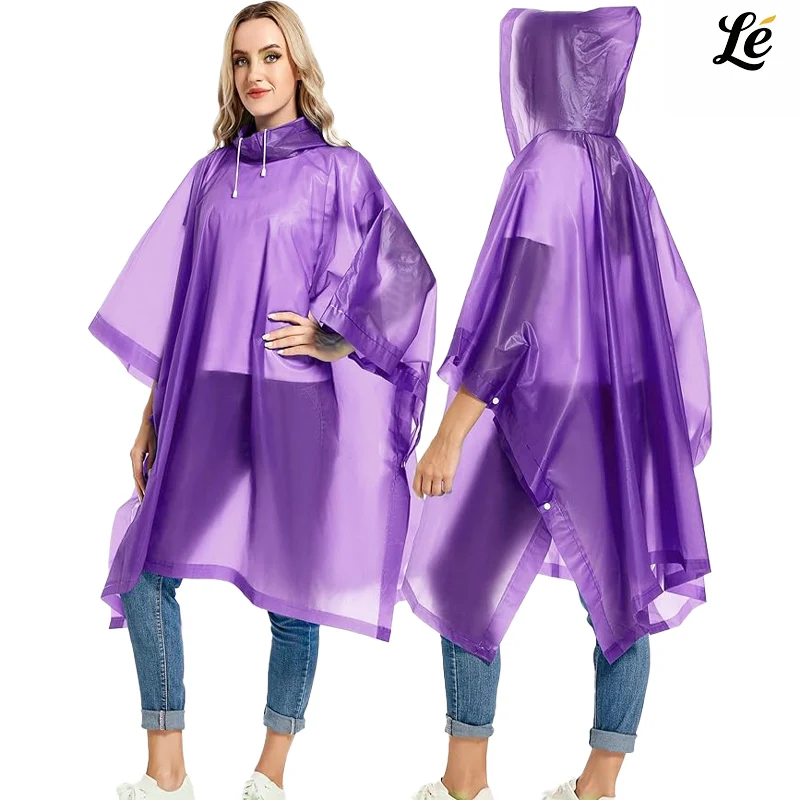 

Reusable Adult Raincoat - Emergency Survival Gear With Drawstring Hood Waterproof Transparent Design For Camping And Outdoor Use