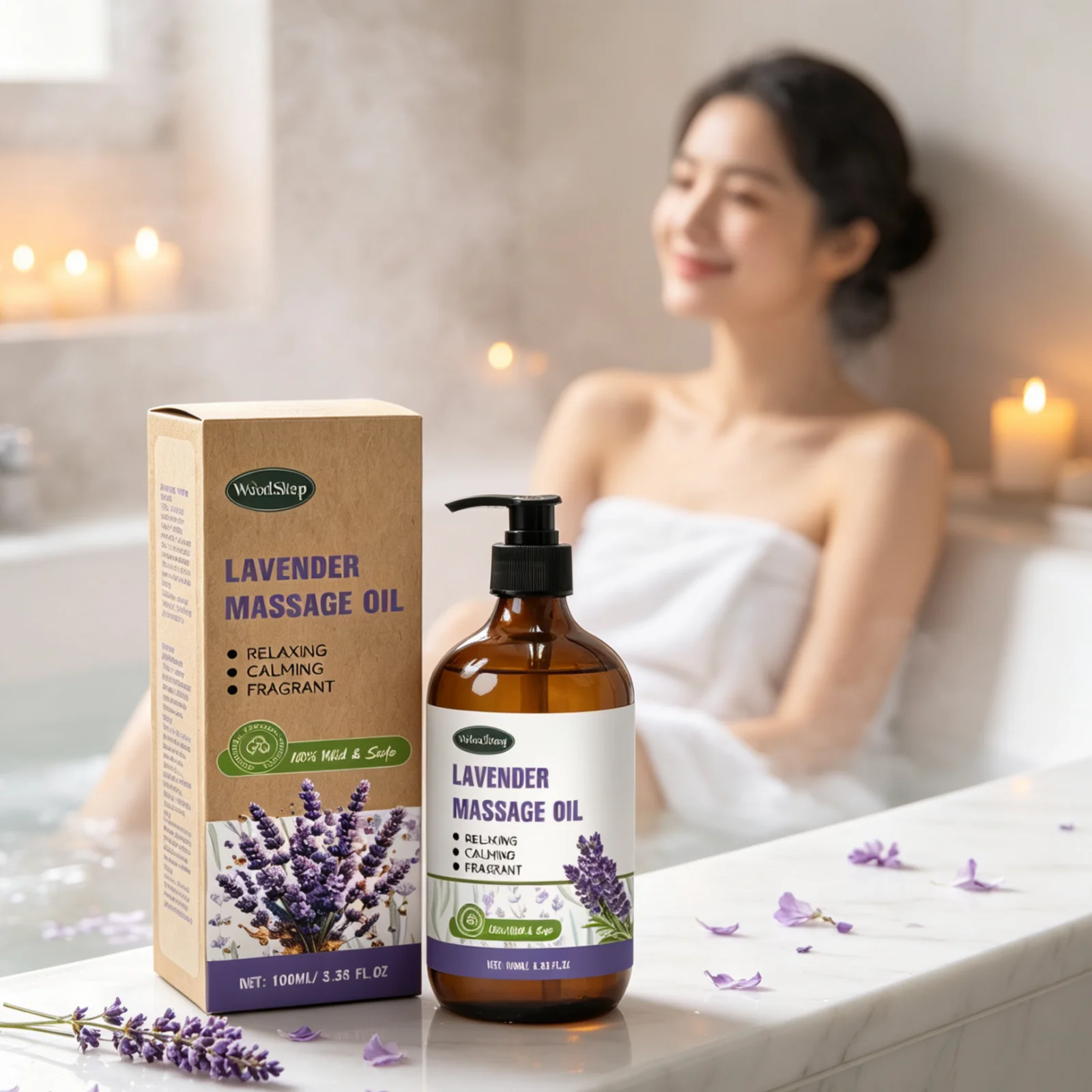 WoodSleep Lavender Massage Oil Deep Muscle Relaxation Long Lasting Moisturizing Skin Nourishing Plant Herbal Body Care Oil 100ml