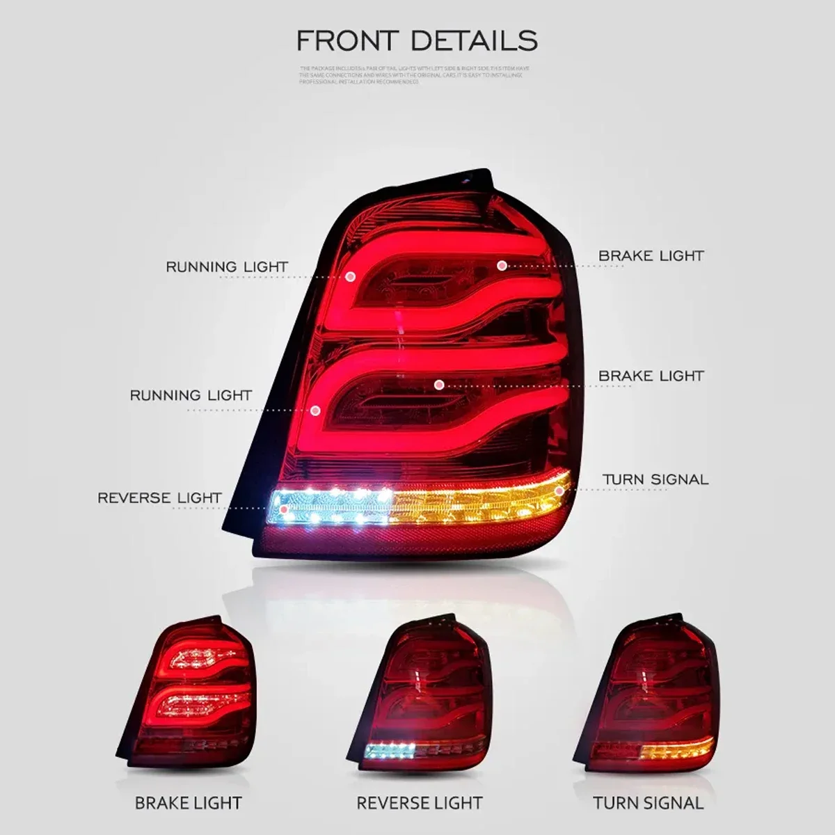 اكسسوارات السيارات مصابيح خلفية LED كاملة لتويوتا هايلاندر SUV 2001-2007 مجموعة مصابيح خلفية خلفية DRL الأحمر ، نوع الولايات المتحدة #2