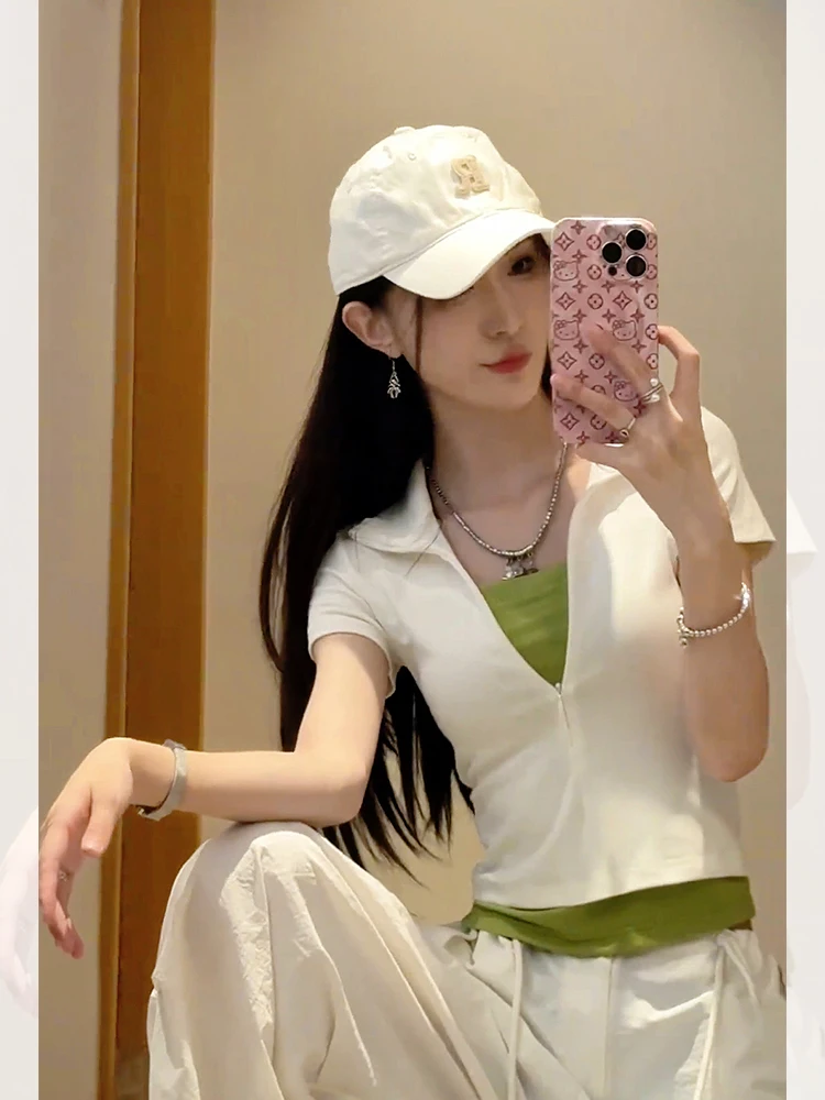 Slim Fit Cotton Short Sleeve T-Shirt Women Summer 2026 New Style Shoulder Width Regular Thin Cotton Polyester Blend Tee