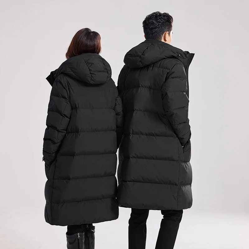 Top Casual Men's Warm Hooded Duck Down Jackets Winter Couple's Outwear Windproof Long Puffer Coat Thicken Padded Parkas Clothing