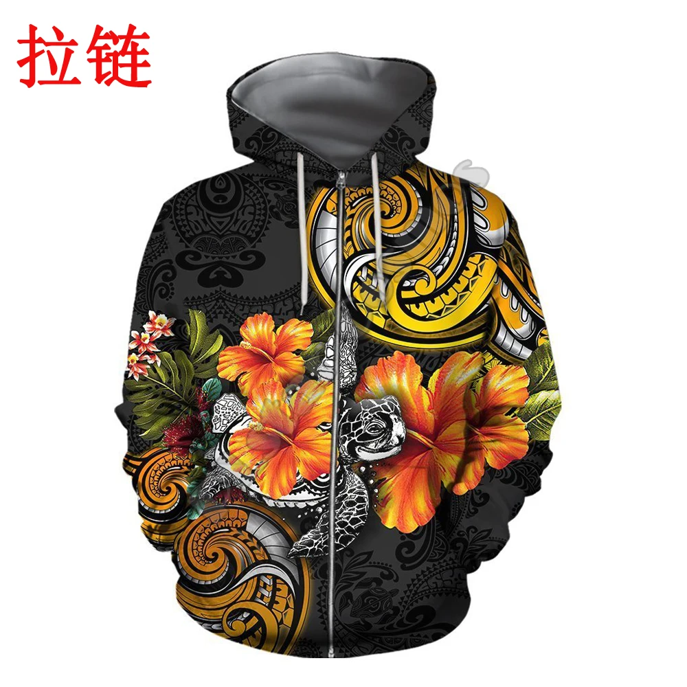 

Pohnpei Polynesian Turtle 3D Printed Hibiscus Tattoo Tattoo Harajuku Casual Streetwear Zip Up Awesome Unisex Pullover DW0410