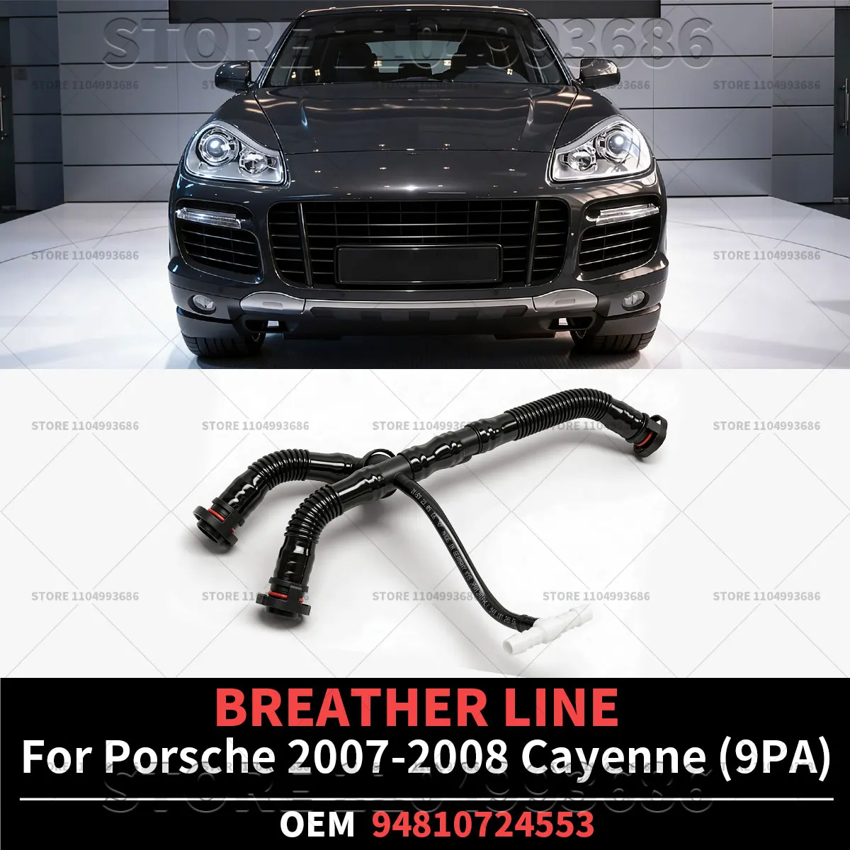 For Porsche 2007 2008 Cayenne Turbo S (9PA 957) Crankcase Breather Hose Vent Line Exhaust Hose OEM 94810724553 948-107-245-53