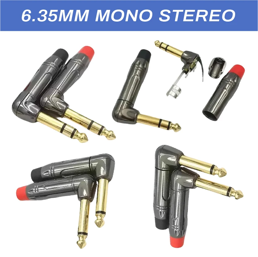 

Right Angle Straight Jack 6.35mm TRS Stereo TS Mono Microphone Guitar Line Instrument Plug