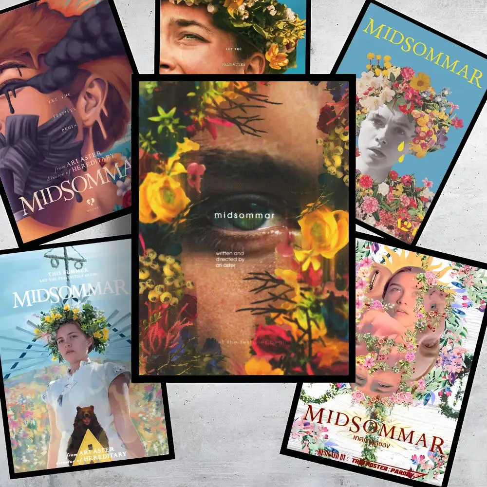 M-Midsommar Poster HD Art Stickers Self-Adhesive Painting Modern Home Decor for Bedroom Living Room Wall Decals Gift