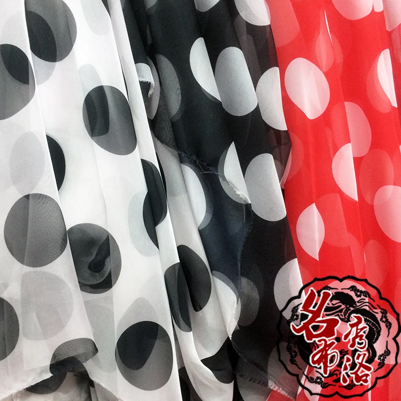 30 d printed chiffon fabrics  polka dot  transparent clothing outside yarn shawls scarf