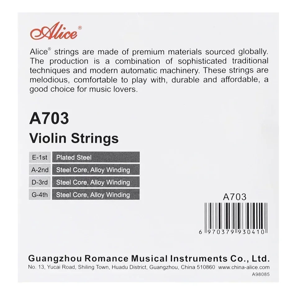 Alice 10 Sets A703 Violin Strings Plated Steel Alloy Winding With 4 pieces Strings Set E/A/D/G Using Violin Strings Full Size - Image 6