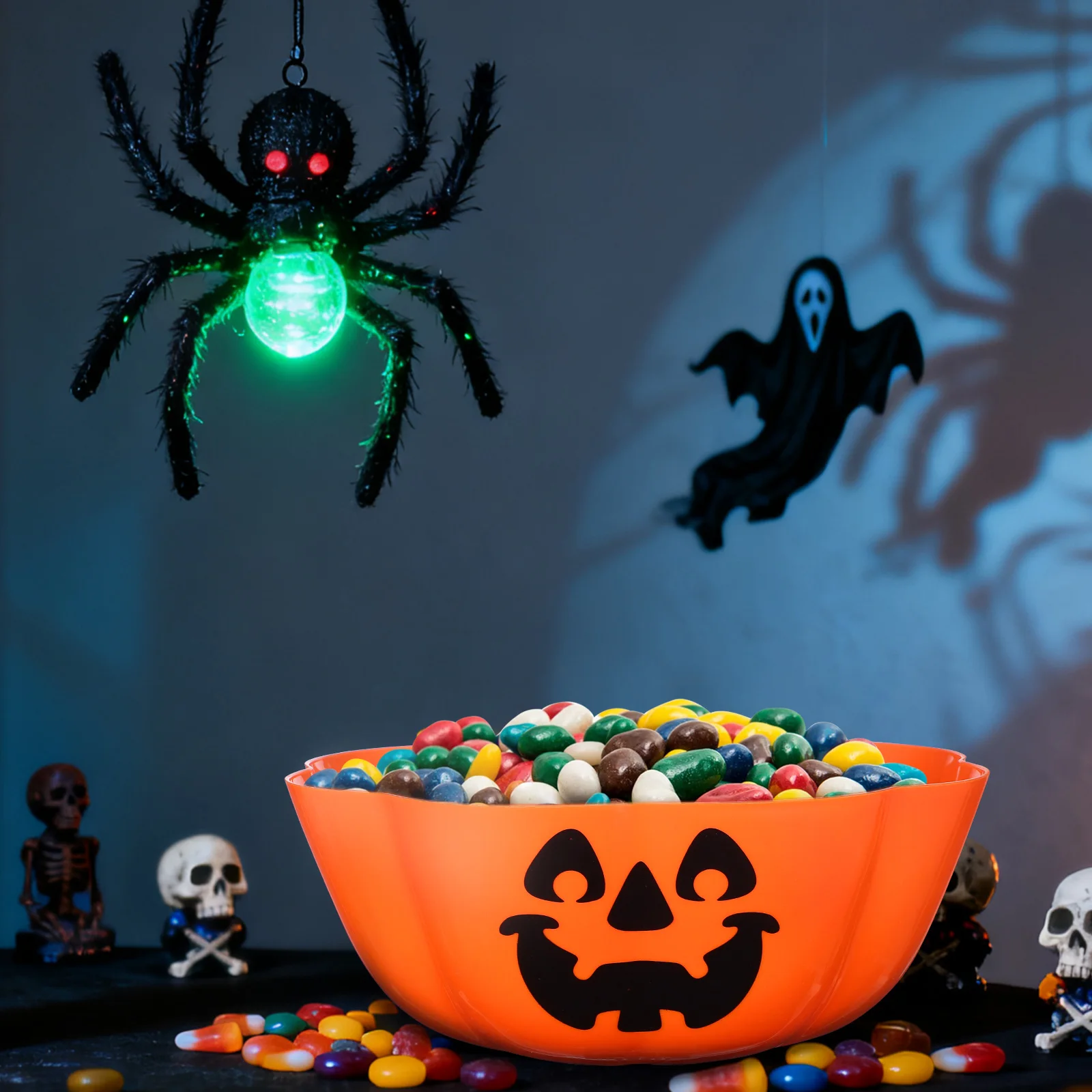 Piatto di frutta arancione di Halloween 1 pezzo di lanterna di zucca, insalatiera, decorazione del festival dei fantasmi, piatto da portata unico per buffet di feste