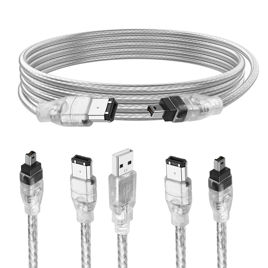 High-Speed USB 2.0 to IEEE 1394 Firewire Cable for DV Cameras 1.5m iLink 4pin to 4pin & 6pin Adapter