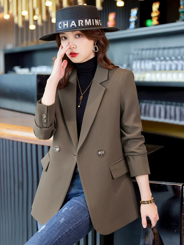 

Caramel Color Women's Suit Jaet Casual Faionable Autumn New Arrival High End Personali Small Size Ladies Top