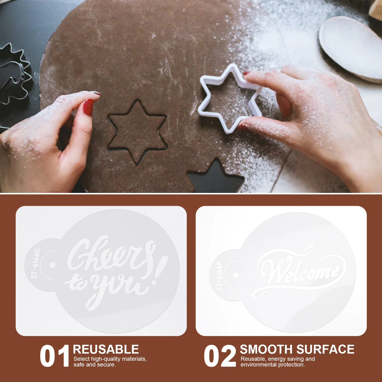 

20Pcs Birthday Blessing Coffee Stencils Premium Pet Material DIY Cappuccino Art Templates Cake Cookie Painting Tools