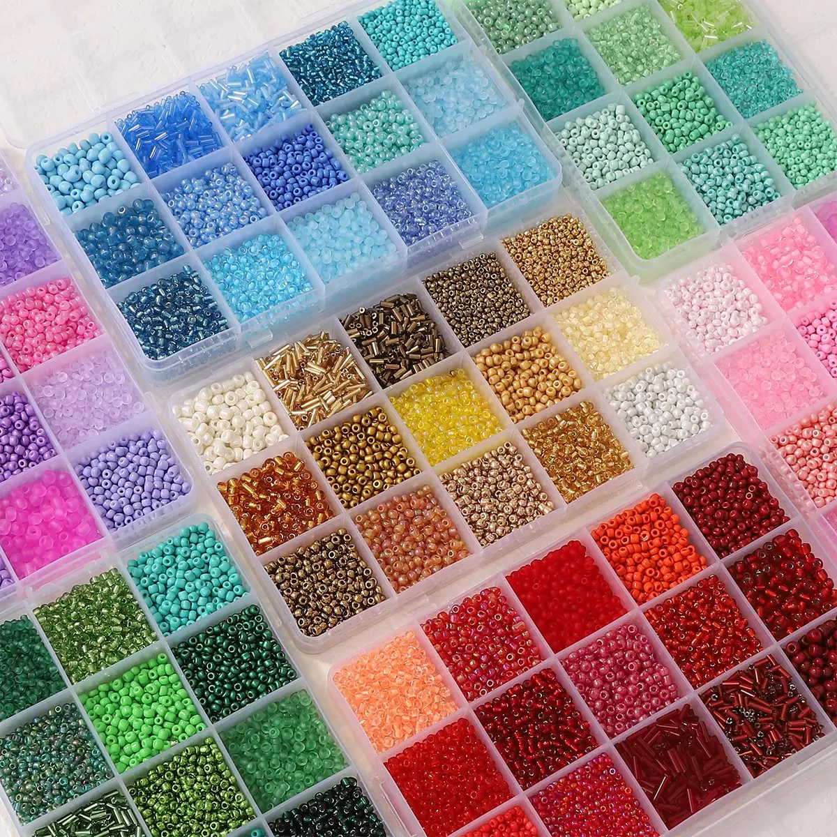 15 Fächer Glasperlen-Set inklusive Saatperlen & Stiftperlen mit Aufbewahrungsbox für DIY-Schmuckherstellung, Armbänder, Halsketten und Charms – Detail 9