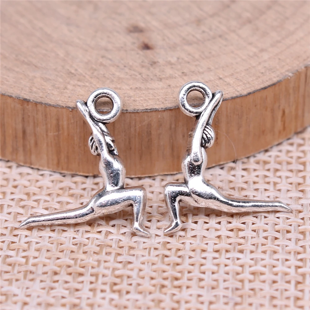 300pcs Charms Wholesale 18x15mm Gymnastics Charms Wholesale DIY Jewelry Findings Antique Silver Color Alloy Charms Wholesale