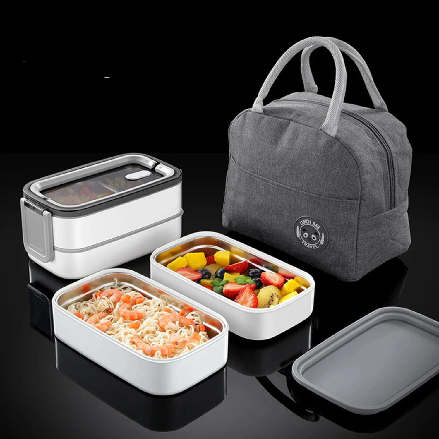 

Kitchen Microwave Lunch Box Stainless Steel Dinnerware Food Storage Container Children Kids School Office Portable Bento Box