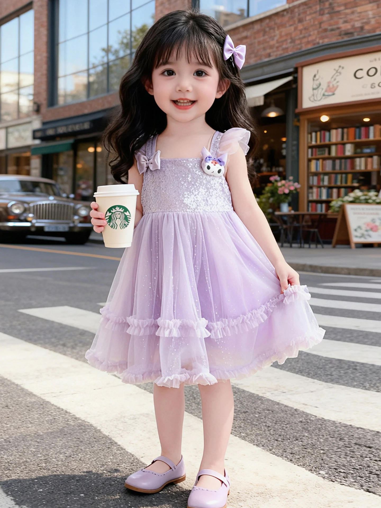 プリンセススタイルの女の子用サマードレス、ストラップベスト付き、キュートな子供服、柔らかく快適な生地、日常着、xiaoniuking製