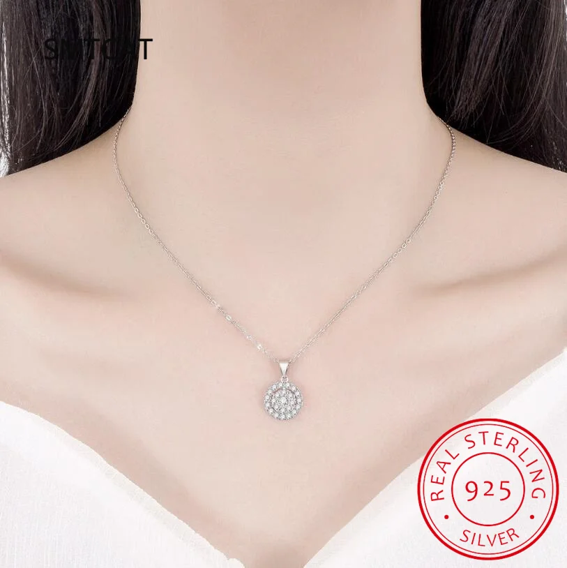 1.4CT D Color Double Circle Moissanite Necklace Pendant For Women GRA Certified S925 Silver Neck Chain Luxury Jewelry Gift