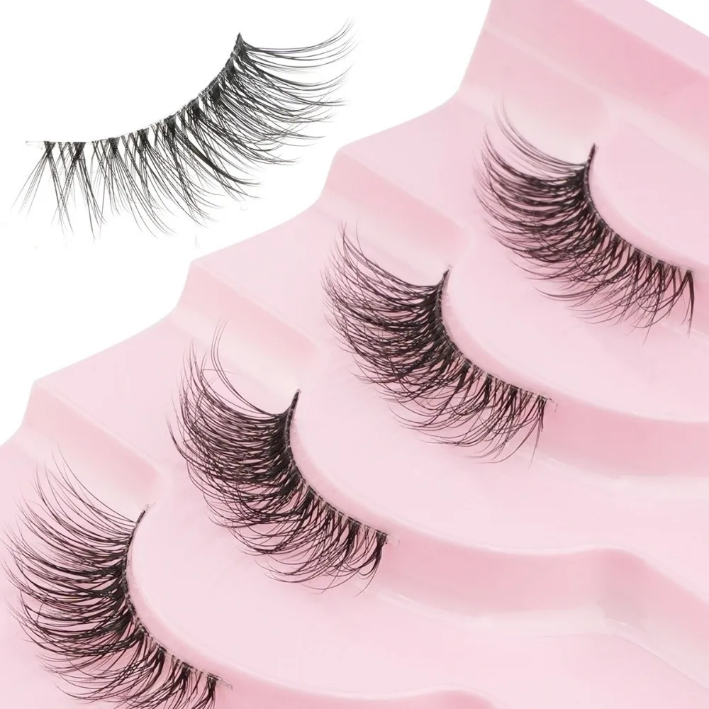10 Pairs Black Thick Fluffy False Eyelashes Curvature C 7-10MM DIY Lashes Extension Easy To Wear Eye Makeup Dense Fake Eyelashes