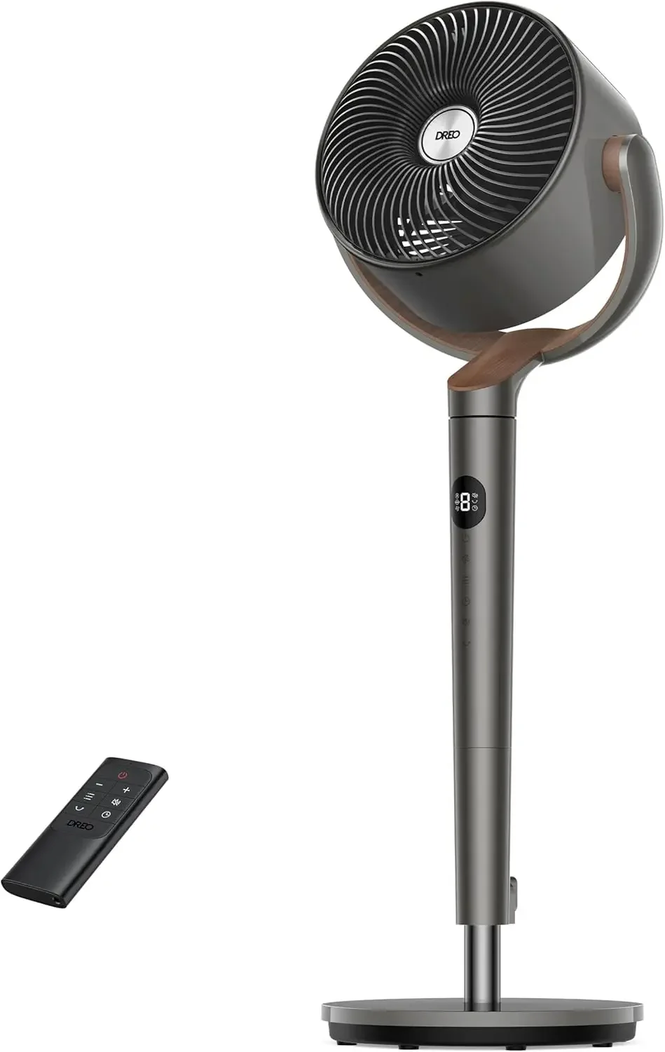 Fan for Bedroom, 120°+105° Omni-directional Oscillating Standing Fan, DC Motor, Quiet Pedestal Fans, 8 Speeds, 6 modes, 25dB, 43