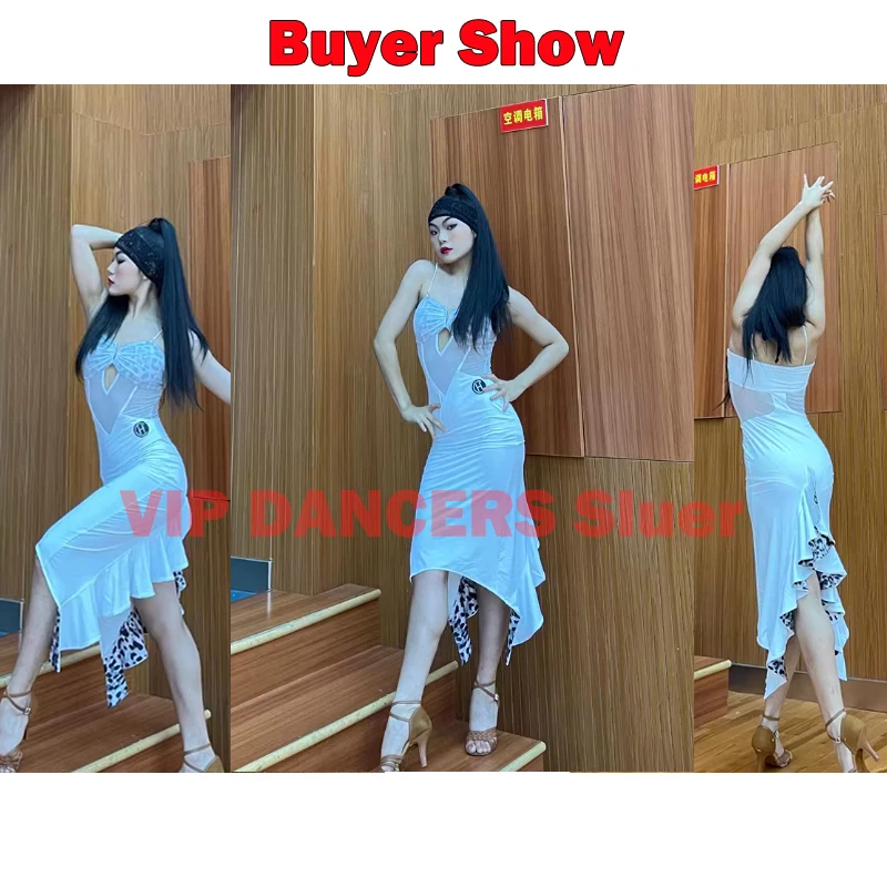 2024 New Latin Dance Dress For Women Sexy Sling Mesh Splicing Clothes Chacha Rumba Tango Female Latin Performance Wear DQS14150