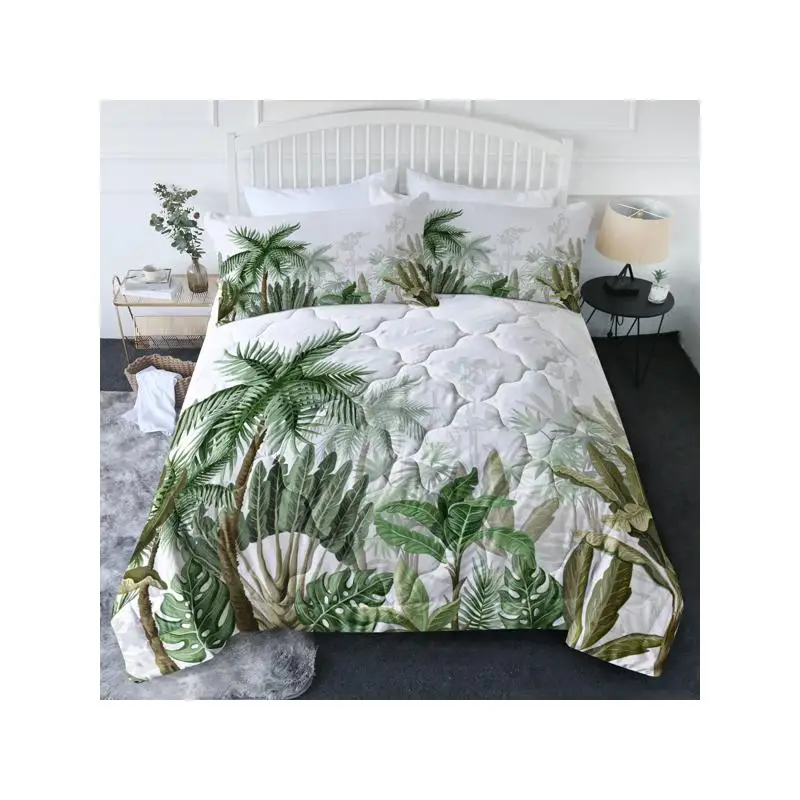 

3-Piece King Size Coconut Tree Comforter Set for Bedroom, Down Alternative Banana Tree Bedding, Self-Pickup Only