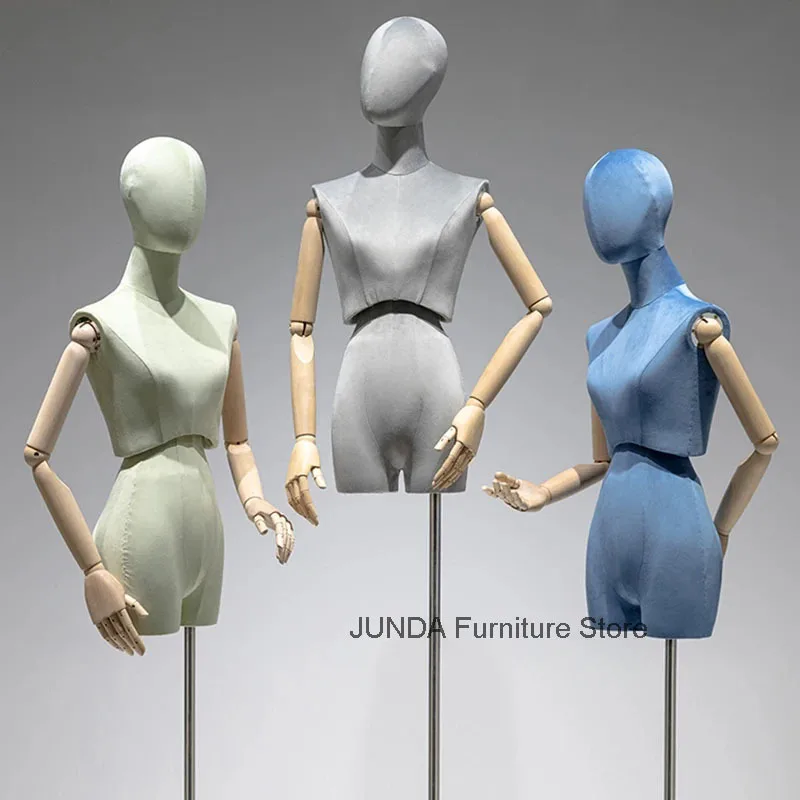 Mannequins Clothing Store Velvet Props Women's Clothing Half-length Window Display Stand Colorful Full-body Wedding Dress Model
