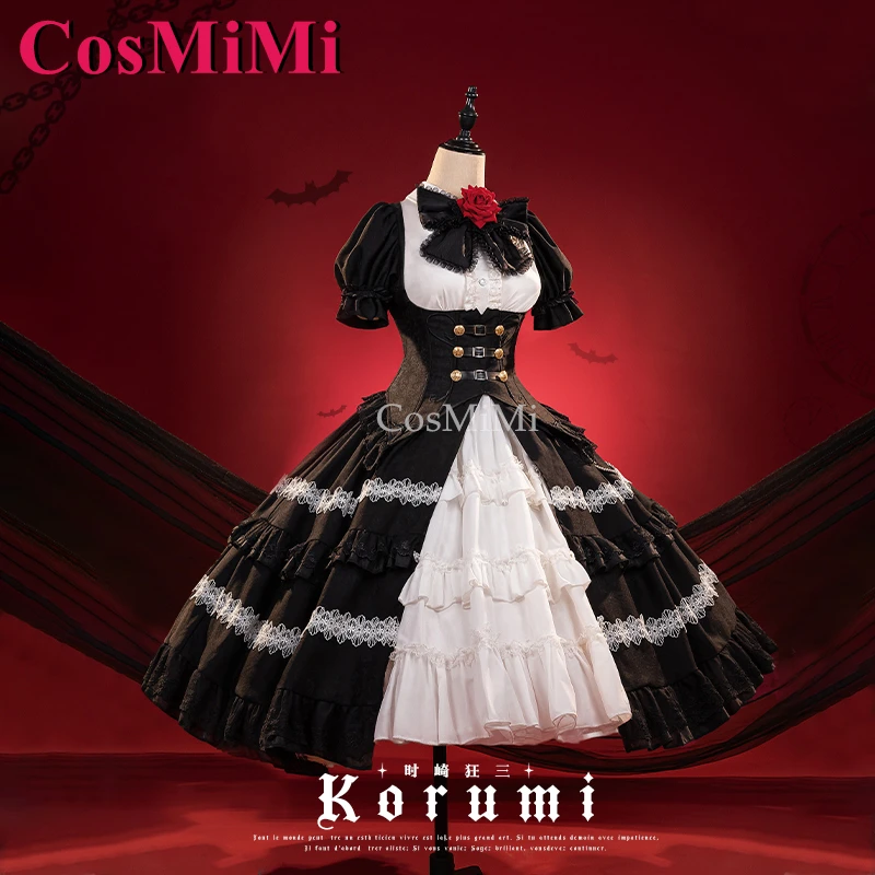 CosMiMi Anime DATE A LIVE Tokisaki Kurumi Cosplay Costume Gorgeous Black White Lolita Dress Carnival Party Role Play Clothing