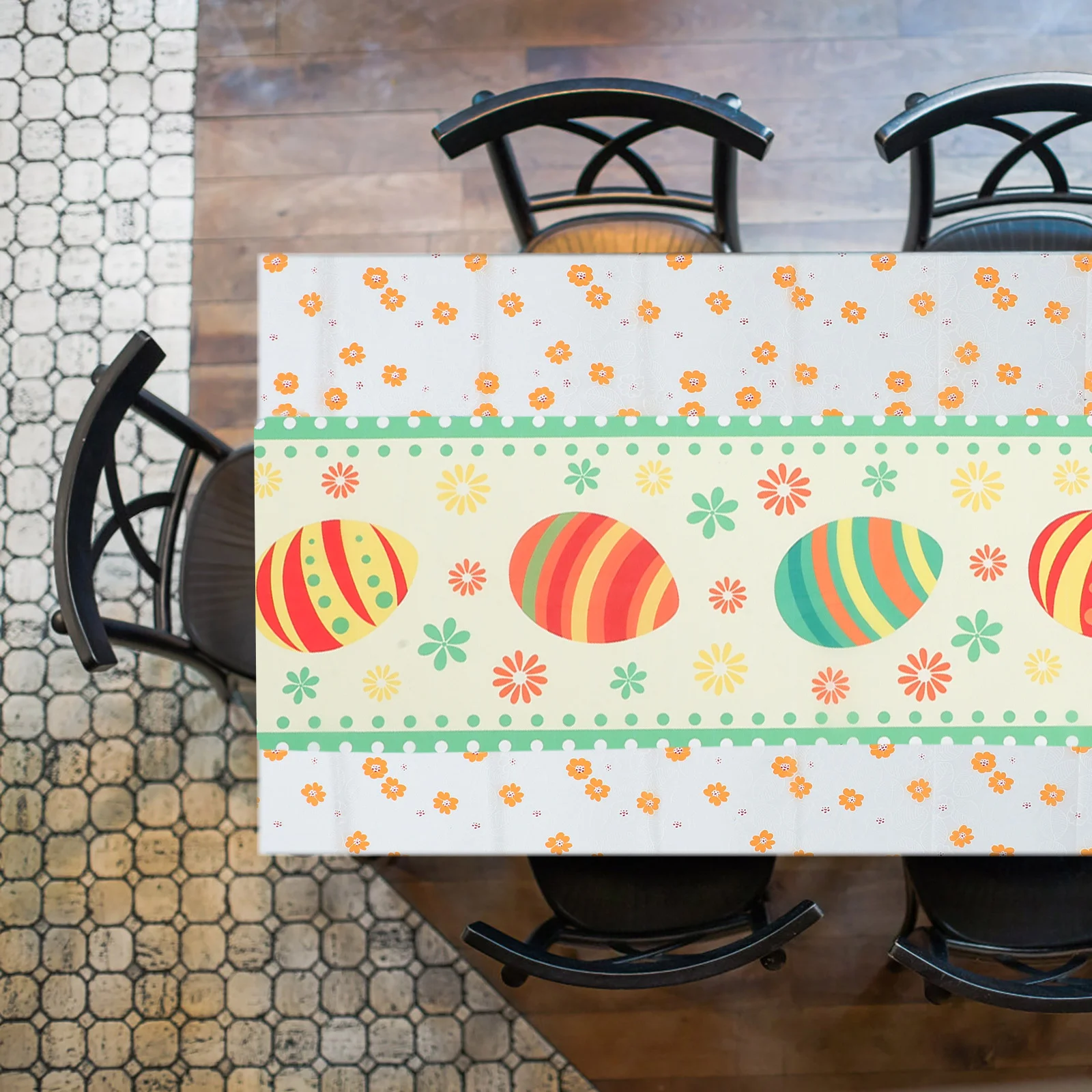 

Easter Table Runner with Egg Pattern Decorative Spring Table Cover for Dining Room Kitchen Living Room Party Festive Decoration