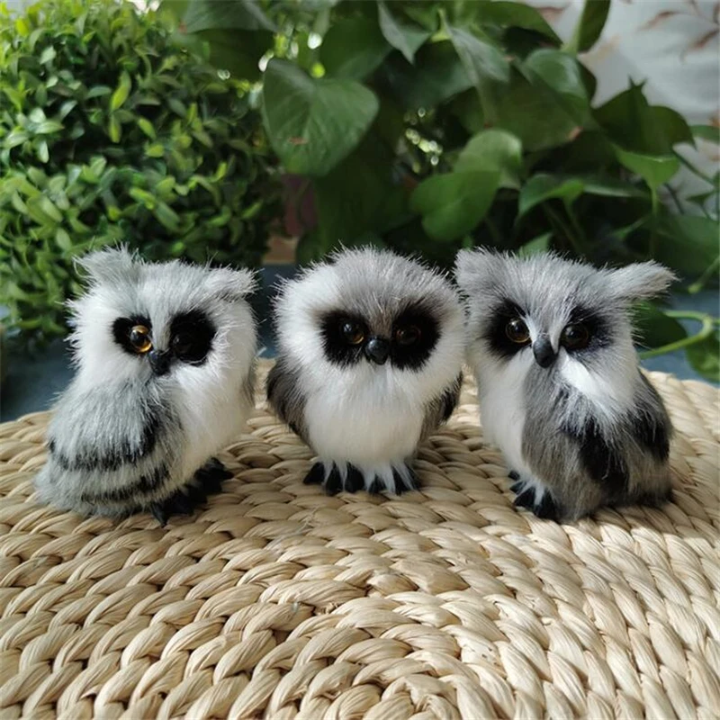 Owl Exquisite Ornament Cute Lovely Furry Christmas Bird Ornament Decoration Adornment Simulation For Home Decor Gift 5*4.5*7Cm