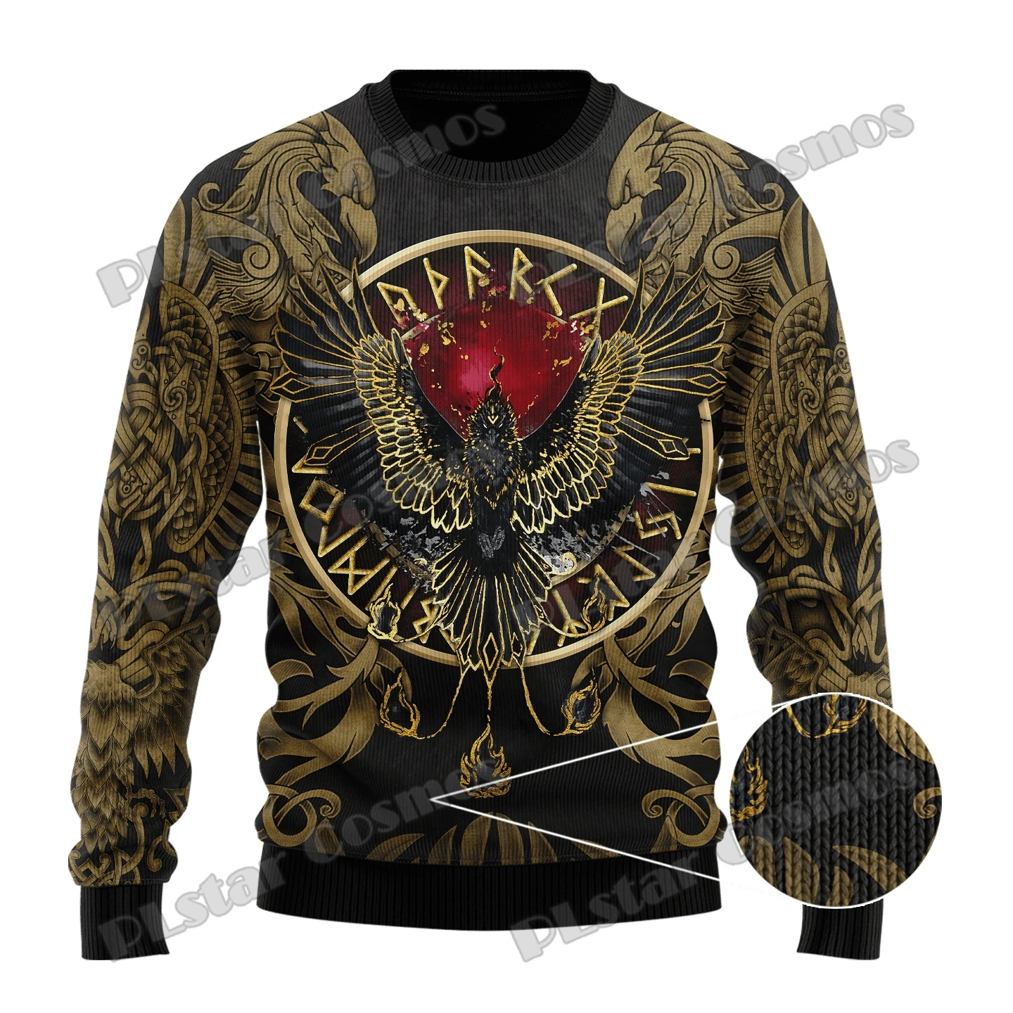 Wolf & Dragon Tattoo Vegvisir 3D All Over Printed Men's Ugly Christmas Sweater Winter Unisex Casual Knit Pullover Sweater ZZM39