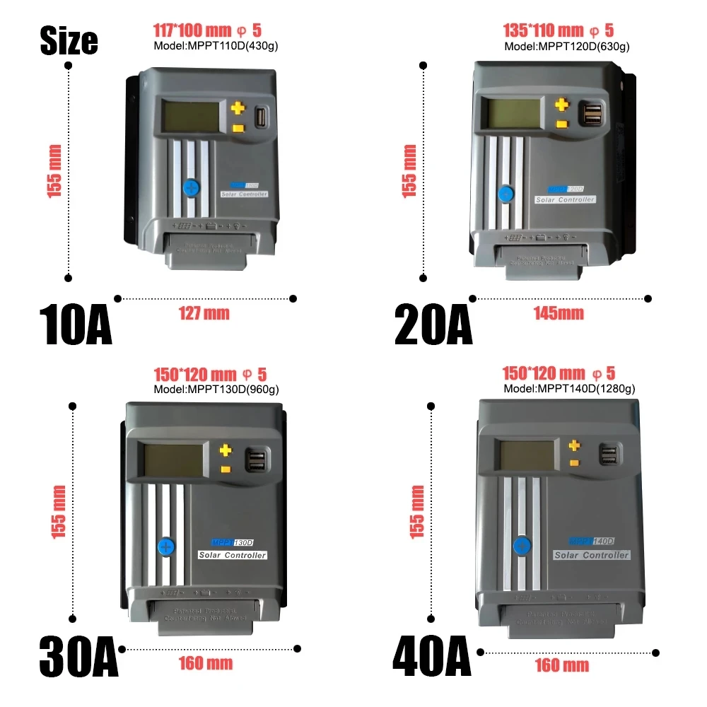 Imagem -05 - Carga Solar Didito Mppt com Display Lcd Wi-fi 20a 30a 40a Controlador Painel Solar 12v 24v Bateria Regulador Dual Usb Lifepo4