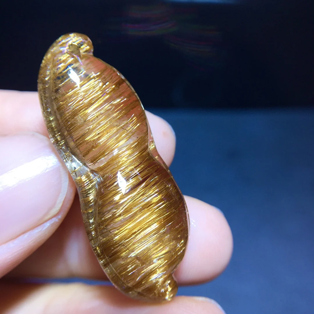 النحاس الطبيعي Rutilated قلادة كوارتز مستطيل Rutilated الكوارتز 36.7/15.4/9.6 مللي متر الرجال النساء البرازيل AAAAAAA #5