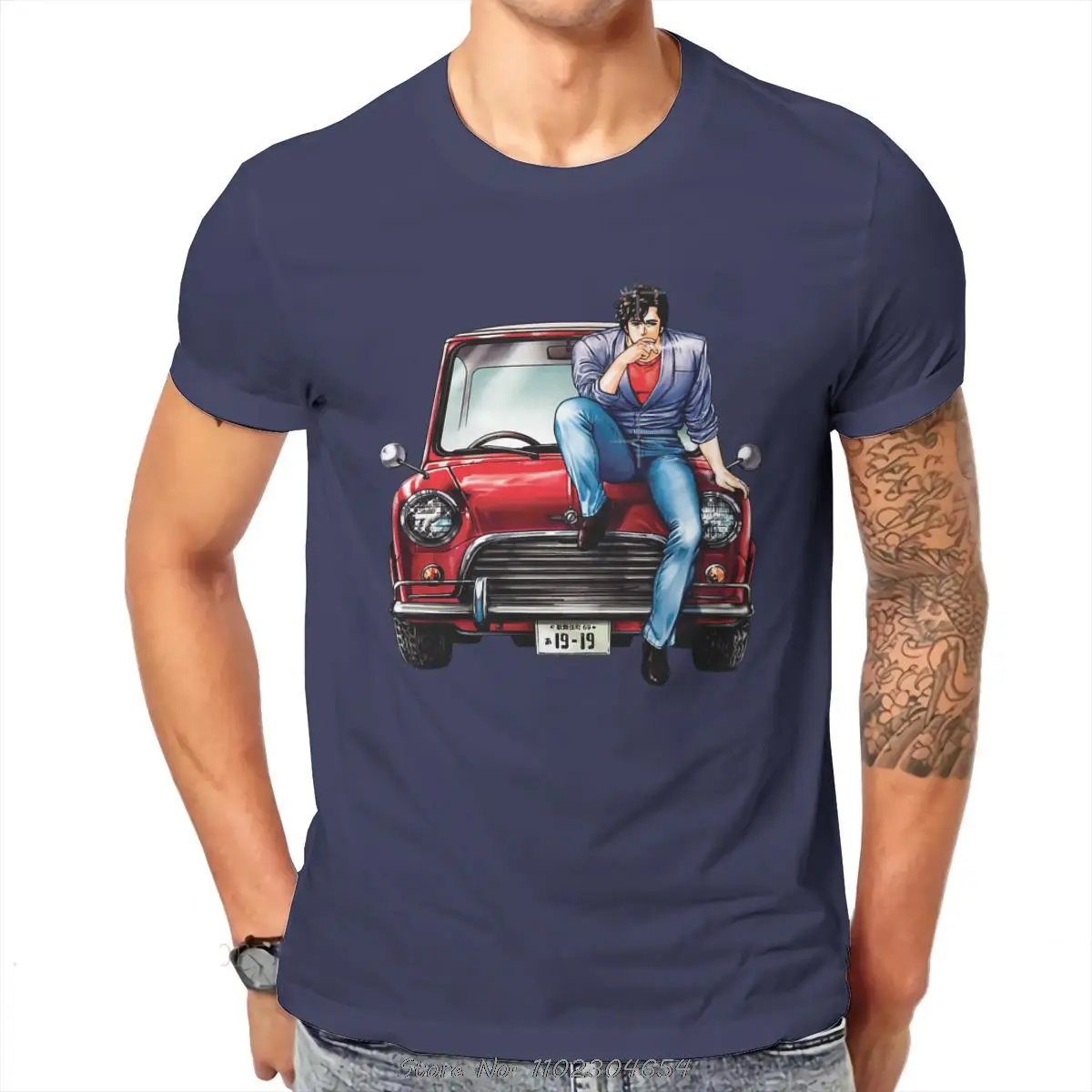 فاسق نيكي لارسون مدينة هنتر أنيمي تي شيرت مطبوع نمط تي شيرت الرجال القطن المتضخم تي شيرت Harajuku الشارع ارتداء